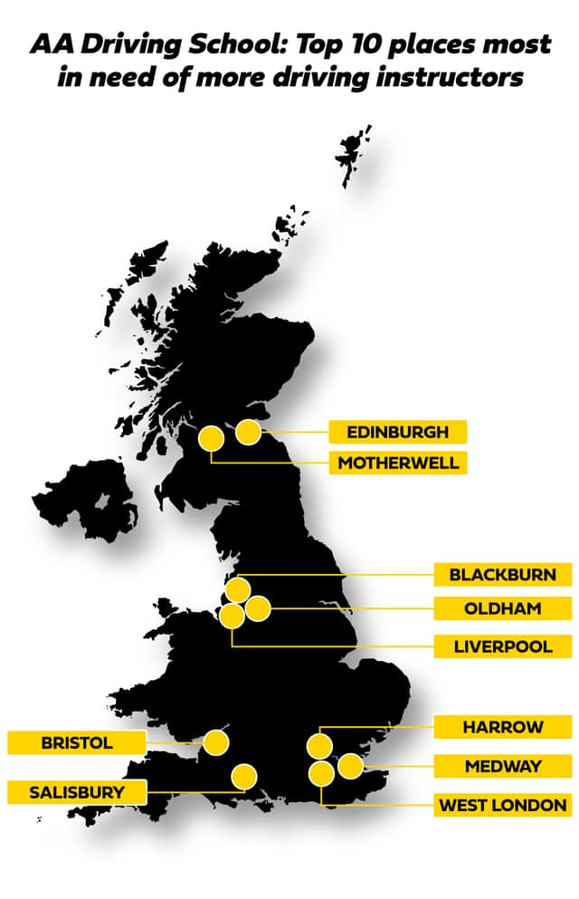 Liverpool, Oldham, and Bristol are in the top places in need of driving instructors in the UK