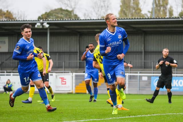 EASTLEIGH, ENGLAND - NOVEMBER 02: during the Vanarama National League match between Eastleigh FC and Harrogate Town at the Silverlake Stadium on November 2, 2019 in Eastleigh, England. Photo: Tom Mulholland/Eastleigh FC