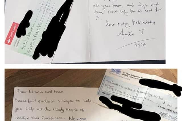 Cheques and cards sent by members of the public in support of the project