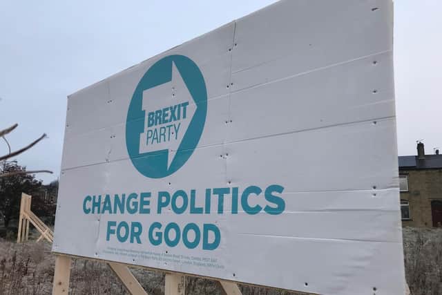 The Brexit Party billboard at the King Cross traffic lights