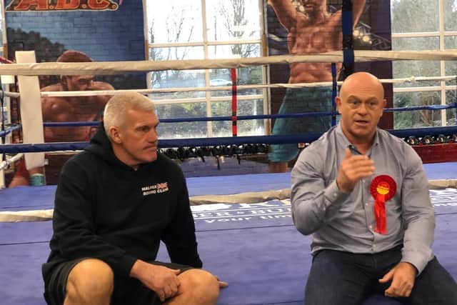 Head coach of Halifax Boxing Sports and Fitness Club, Michael Rowe chats to TV star Ross Kemp