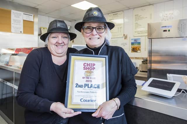 Chip Shop of the Year runner-up: Northowram Fisheries. Ann Robinson (left) with owner Debbie Richmond