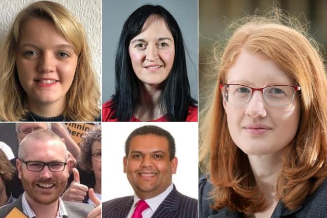 Halifax candidates from top left clockwise  Bella Jessop (Green Party), Sarah Wood (Brexit Party), Holly Lynch (Labour), Kashif Ali (Conservative), James Baker (Liberal Democrat),