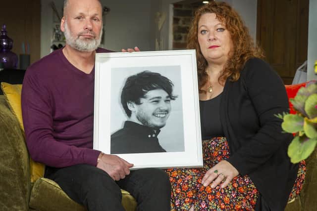 Andrew and Joanne Doody, with a portrait of their son Peter who died suddenly in May at the age of 21. His parents, forming the Peter Doody Foundation, hope to raise awareness of sudden unexpected death in epilepsy and support other families.