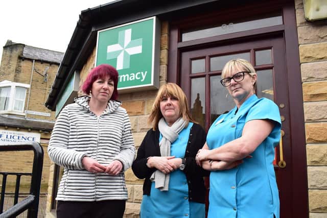 (LtR) Pharmacy manager Amanda Smith, with May Gledhill and Denise Briscoe