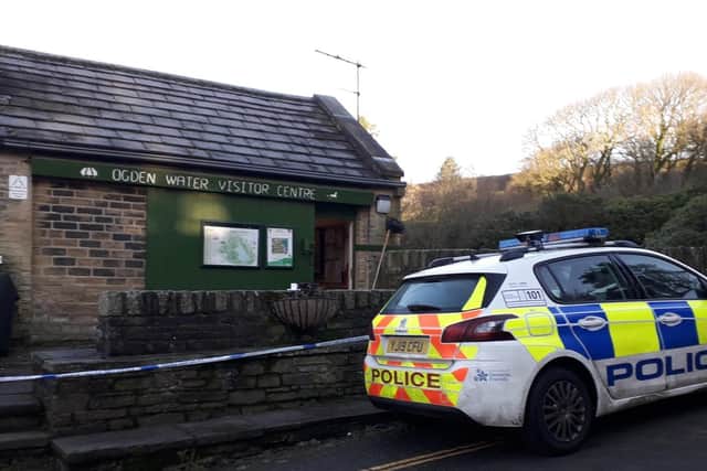 Police at Ogden Water visitor centre (Picture Chris Sutcliffe)