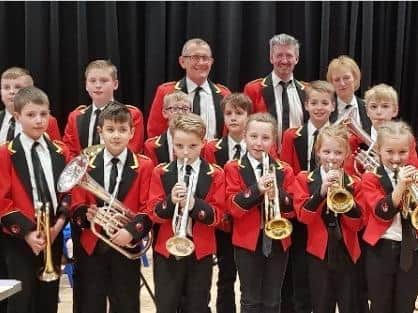 Members of the Foxhill Brass Band celebrating the donation from Persimmon Homes
