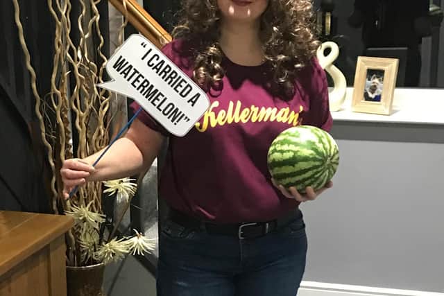 Rachel Lumb's watermelon has been kidnapped. The Bandit Banana will release the watermelon when 200 has been raised for Overgate Hospice.