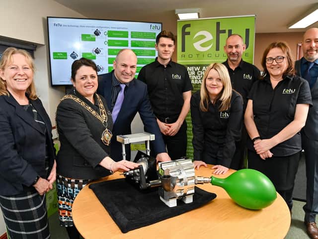 The Fetu team with Mayor of Calderdale Coun Dot Foster.