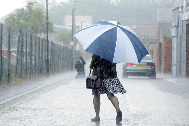 An amber weather warning for rain has been issued by the Met Office