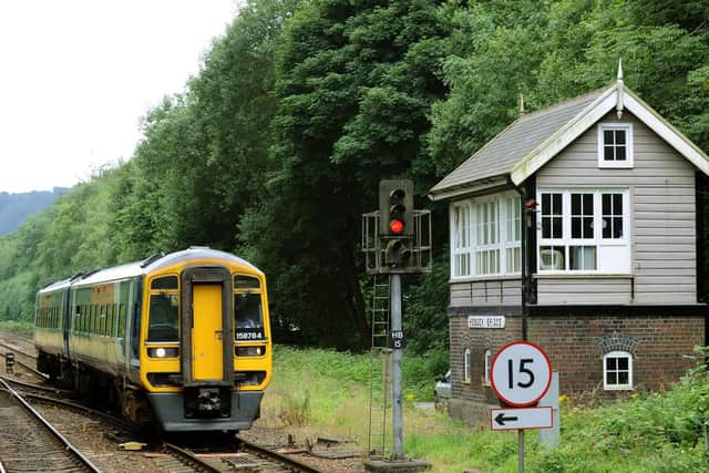 Train passing Hebden Bridge signal box