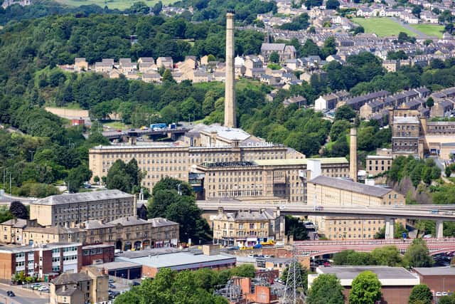View of Dean Clough Mills, Halifax, from Beacon Hill