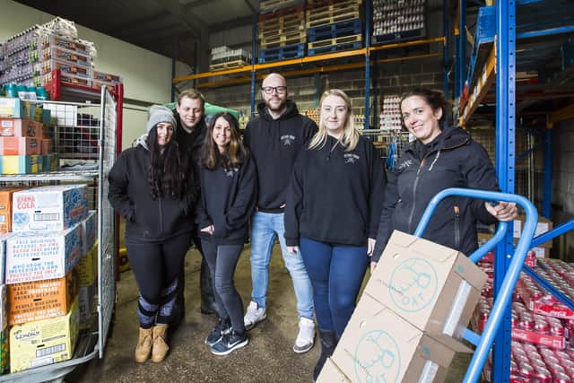 From the left, Alison Holroyd, Josh Taylor, Debbie Yeadon, Alistair Cullen, Sara Ellison and Jennifer White at Cottage Foods Yorkshire Limited, Halifax.