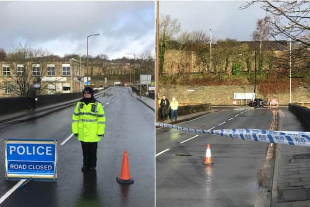 Elland Bridge has been closed since the early hours on this morning after a car crash