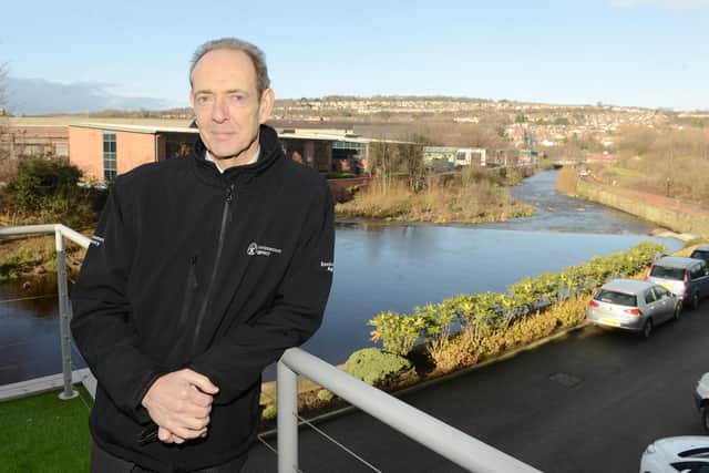 Sir James Bevan, Chief Executive of the Environment Agency, at the unveiling of the new 20m flood defences in the Lower Don Valley in Sheffield. Picture: Scott Merrylees