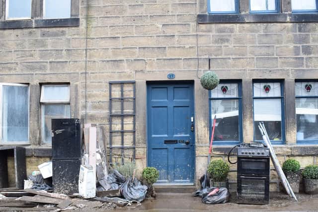 One of many homes in Mytholmroyd devastated by the floods after Storm Ciara