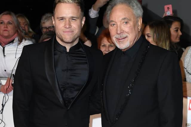 Olly Murs and Sir Tom Jones attend the National Television Awards 2020 at The O2 Arena  (Photo by Gareth Cattermole/Getty Images)
