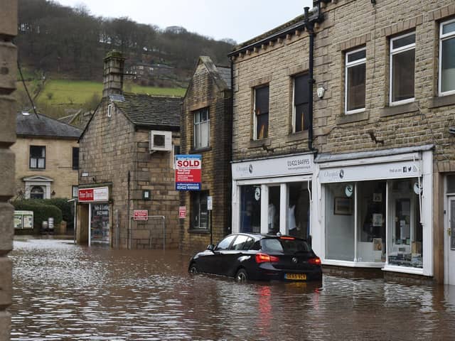 Yorkshire is still recovering from heavy rain last month. Hebden Bridge was flooded in late February following heavy rain. Credit: Oli Scarff / AFP