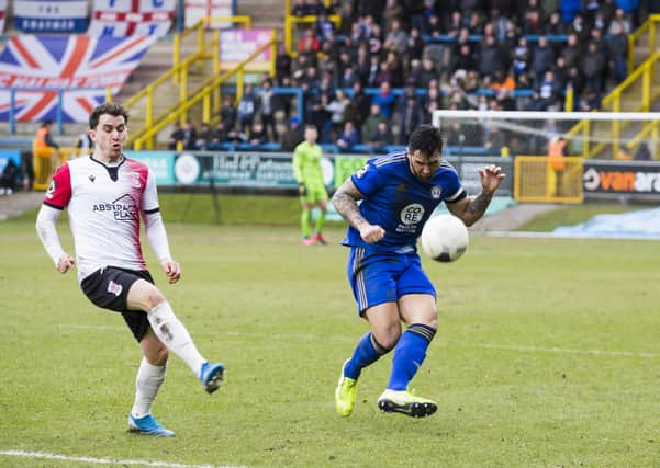 Football - FC Halifax Town v Woking at the Shay Stadium. Matty Brown for Town.