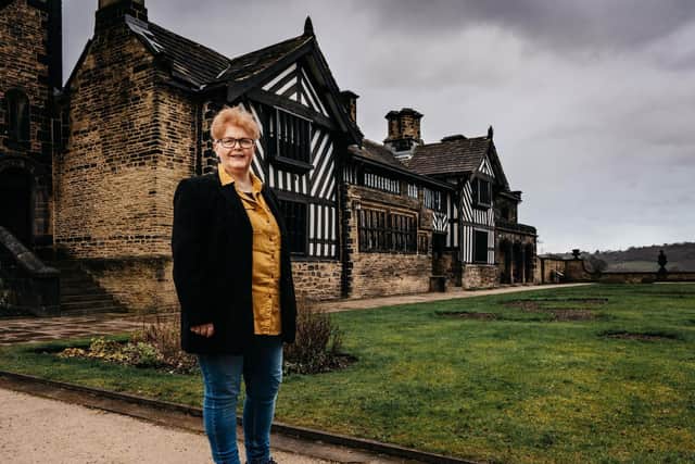 Sally Wainwright outside Shibden Hall. Picture: Calderdale Council.