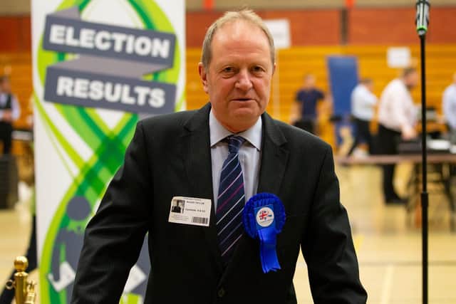 Roger Taylor, Conservative for Northowram and Shelf, Calderdale Council election count 2019, NBLC, Halifax