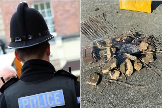 The camp fire/barbecue found by police in Calderdale