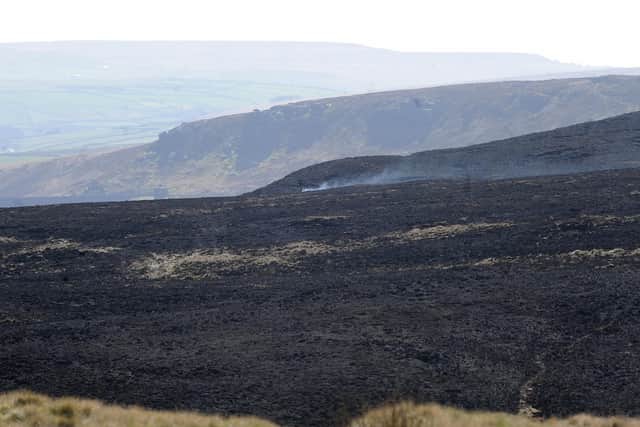 The devastation left by the blaze on Widdop Moor Picture: Simon Hulme