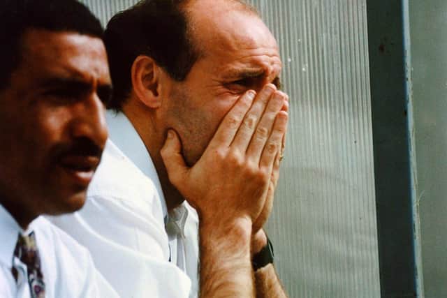 9th May 1993

Farewell shots:

Manager Mick Rathbone, overcome with emotion as the Vauxhall Conference beckons.