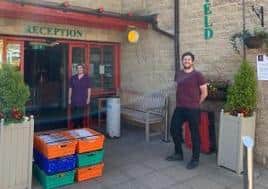 Max Heaton, from the Shibden Mill Inn, dropping off meals to a care home