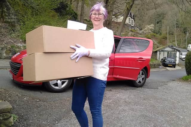 Lynn Saunders, a volunteer driver who has been delivering visors to care homes and hospices
