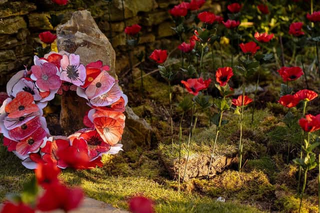 Pictured, one of two special commemorative poppy wreaths made by pupils from of key workers from Rowley Lane Junior Infant And Nursery School.Photo credit: Shelly Mantovani / fstopbrandphotography.co.uk