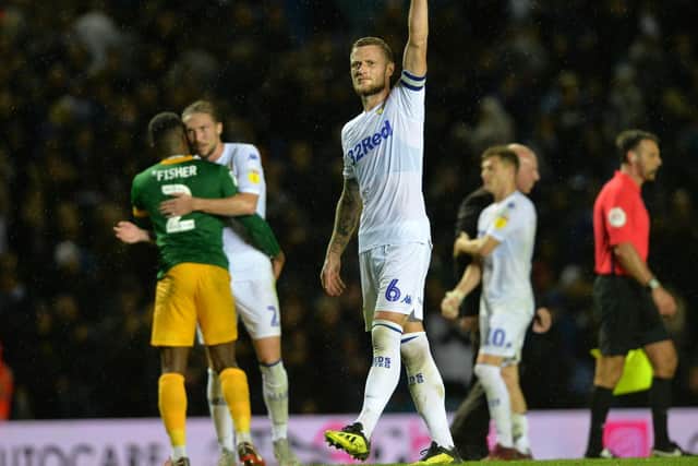 Leeds United captain Liam Cooper got involved with the Boot the Virus campaign. Pic: Bruce Rollinson