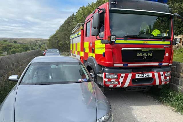 Fire engine stuck on rural road