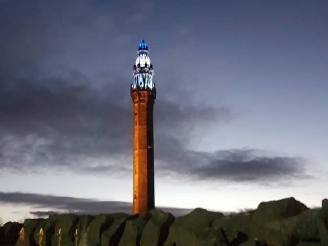 Wainhouse Tower lights up purple in solidarity with Black Lives Matter.