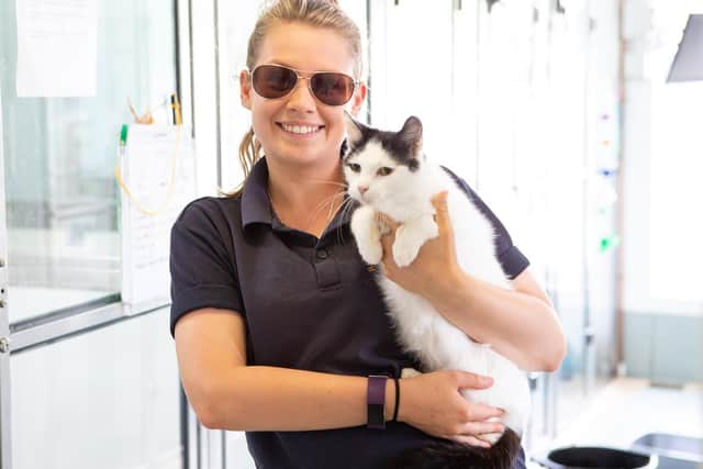 Hollie Dinsdale with Jemima, at Halifax RSPCA