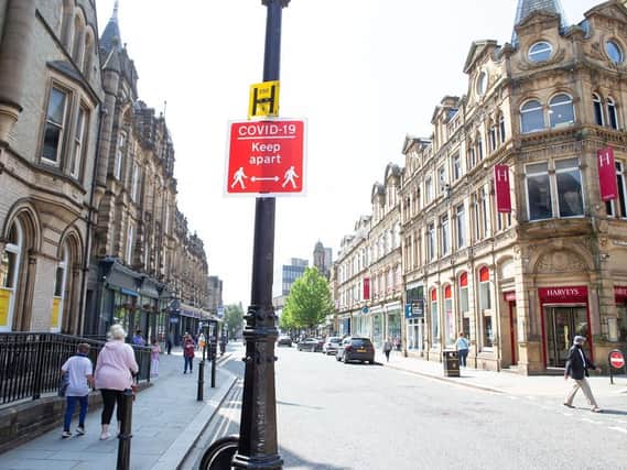 Social distancing measures in place in Halifax town centre