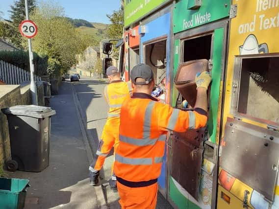 SUEZ recycling staff in action. Picture: Calderdale Council.