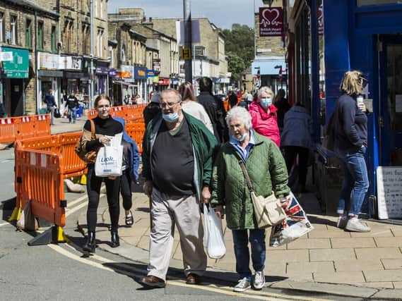 Shoppers on Commercial Street, Brighouse, after easing of coronavirus lockdown restrictions.