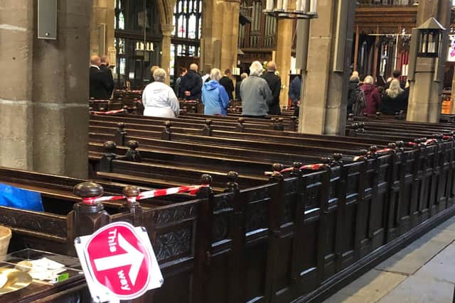 Halifax Minster has hosted its first funeral service since lockdown was introduced.