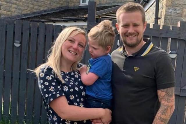 Jon Newsholme, 30, with wife Hannah and their four-year-old son, Oscar