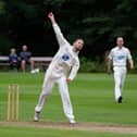 Chris Whitehill, in action Sowerby Bridge CC v Booth CC, cricket at SowerbyBridge Cricket Club