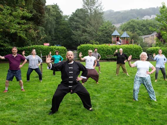 Hebden Bridge Tai Chi instructor Jonathan Foulger has paired up with Nic Chapman of, the Avalon Institute, to provide free lessons to residents in a bid to bust lockdown stress. Photo by Bruce Fitzgerald.