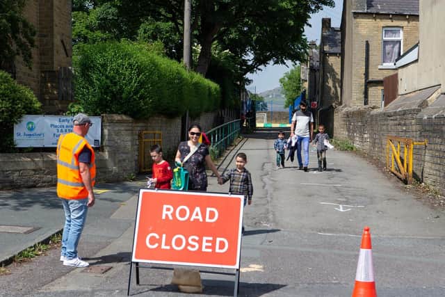 Road closed signs outside, St Augustine's, Pellon, Halifax