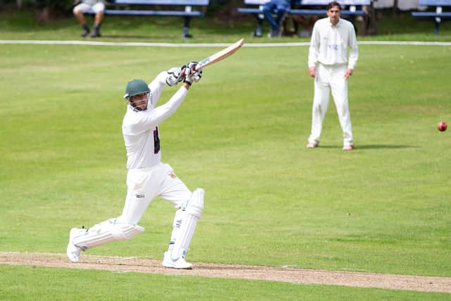 Actions from Mytholmroyd v Thornton at Mytholmroyd Cricket Club. Pictured is Tom Earle