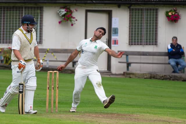 Actions from Booth v Blackley cricket, at Booth CC. PIctured is Anees Rawat