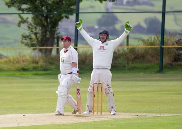 Actions from SBCI v Triangle, cricket at Sowerby Bridge CI. Pictured is Tom Smith out LBW