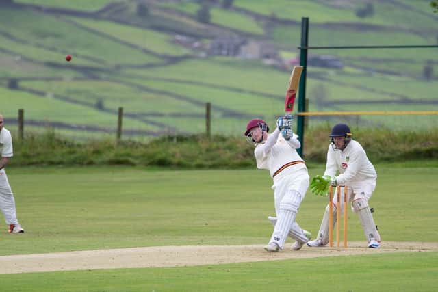 Actions from SBCI v Triangle, cricket at Sowerby Bridge CI. Pictured is Simon Wood