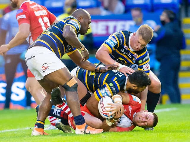 Leeds Rhinos in action against Salford Red Devils (SWPIX)