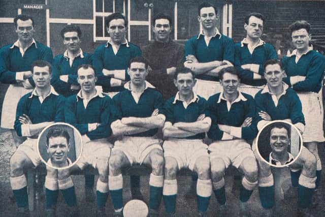 Roy Lorenson, third from right on the back row, as a member of the Halifax Town squad which reached the fifth round of the FA Cup in 1952-53. Photo courtesy of Johnny Meynell