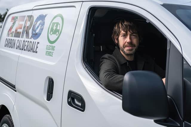 Calderdale Council’s Cabinet Member for Climate Change and Resilience, Cllr Scott Patient, in the new electric van